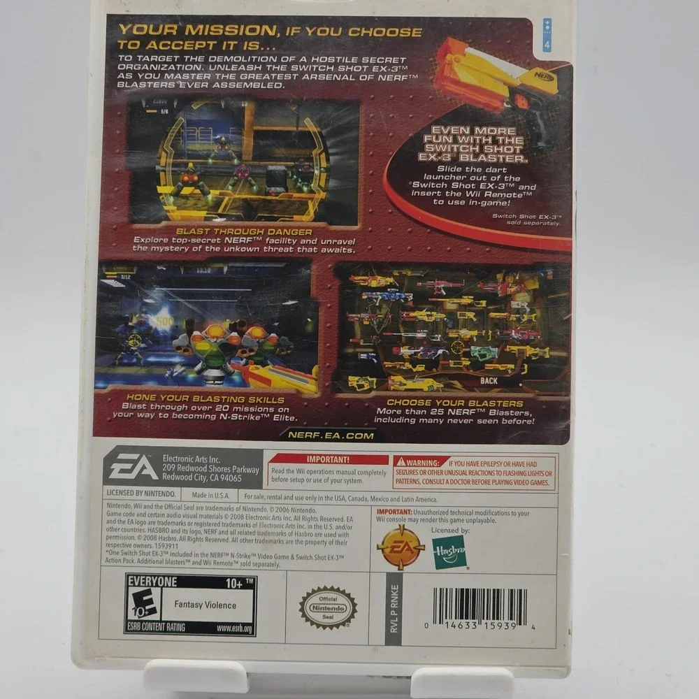 Nerf N-Strike Nintendo Wii Video Game EA Hasbro Shooter Complete CIB Disc Y2K‎